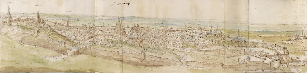 Panoramautsikt over Leuven fra nordvest, c1550-1570