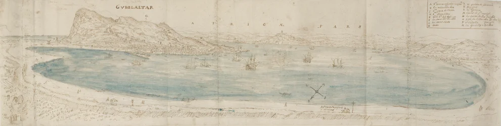 Panoramautsikt over Gibraltarbukta, c1567