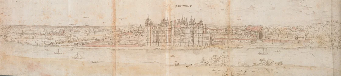 Richmond Palace fra over Themsen, 1562
