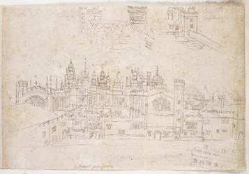 Studier av Palace of Oatlands og Hampton Court, ca. 1544 (penn og blekk på papir)