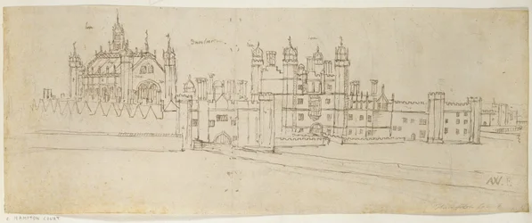 The Chapel and Gatehouse of Hampton Court, ca. 1544 (penn og blekk på papir)