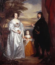 Gruppeportrett av James Stanley, Lord Strange (1607-1651), Charlotte de La Trémoille (1599-1664) og Lady Henrietta Maria Stanley (1630-1685)
