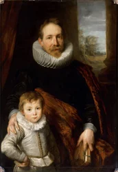 Portrett av en far med sin sønn, også kjent som Portrait of President Richardot - Portrett av Jean Richardot (1540-1609) og hans sønn, av Dyck, Sir Anthony van (1599-1641). Olje på lerret, ca. 1618. Mål: 115x82 cm. Louvre-museet, Paris