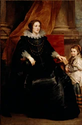 Portrett av en kvalitetsdame og datteren hennes Maleri av Antoine (Antoon eller Anton) Van Dyck (1599-1641)