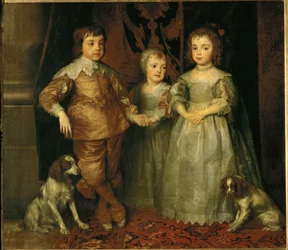 Portretter av de tre eldste barna til Karl I, konge av England: Karl, Jakob og Maria (maleri på lerret)