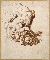 Studie av et antikt hode av Silenus (penn og blekk på papir)