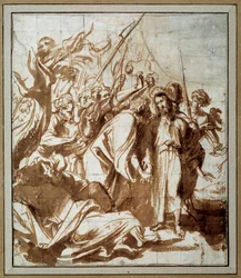 Arrestasjonen av Kristus. Tegning av Anton Van Dyck (1599-1641) Ec. Flam.