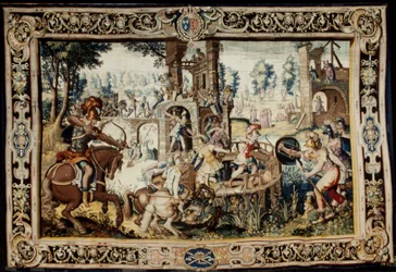 Øvelse i angrep og forsvar av en bastion, designet 1562–1565 (vevd 1611–1627) (ull og silke)