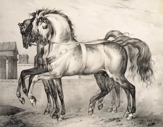 Hestene ridd av Louis Philippe, hertugen av Orleans i slaget ved Valmy, gravert av Victor Adam (1801-66) ca. 1834-38 (litho)