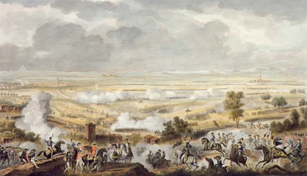 Slaget ved Marengo, 23. Prairial, år 8 (12. juni 1800) gravert av Jean Duplessi-Bertaux (1747-1819) (akvatint)