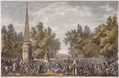 Virgils fest i Mantua, 24. Vendemiaire, år 6 (oktober 1797) gravert av Georges Malbeste (1754-1843) (akvatint)