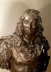 Byste i bronse av Louis II av Bourbon, Prince of Conde kjent som Grand Conde (1621-1686) (Bourbon-Conde). Skulptur av Antoine Coysevox (1640-1720) 1600-tallet.