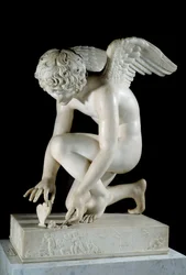 Kjærligheten eller «Kjærligheten som fanger en sommerfugl»: marmorskulptur av Antoine Denis Chaudet (1763-1810), 1817, Paris, Musée du Louvre