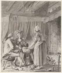 Elegant par lunsjer i en hytte på landet