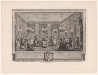 Marie Antoinette: The Queen of Fashion: Ball at the Home of Monsieur de Villemorien Ballsal med dansende par Le Bal Pare (tittel på objekt)