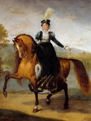 Rytterportrett av Katarina av Württemberg, kone til Jerome Bonaparte, dronning av Wesphalia (1783-1835). Maleri av Antoine Jean Gros (1771-1835)