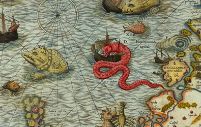 Detalj av Et kart over havet (Carta marina) av Olaus Magnus (1490-1557)