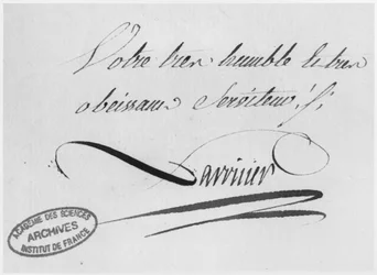 Lavoisiers autograf fra et brev, 31. august 1769 (penn og blekk på papir)