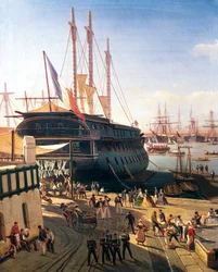 Handelsskip i havnen i Toulon