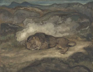 Løve sovende, 1810-75.