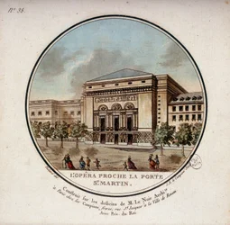 Operaen bygget i henhold til tegningene til arkitekten Le Noir nær Porte Saint Martin i Paris i dag teateret til Porte Saint Martin. I prittoresque utsikt over hovedbygningene i Paris av sersjant
