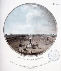 Utsikt over Place Vendôme - i "" Pittoresk utsikt over hovedbygningene i Paris"" av sersjant