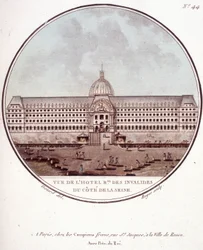 Utsikt over hotel regional des Invalides på Seine-siden, Paris. I pittoresque utsikt over hovedbygningene i Paris av sersjant