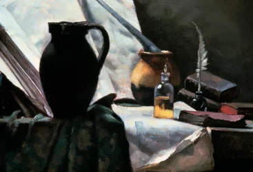Stilleben med hodeskalle, detalj, 1800-tallet.
