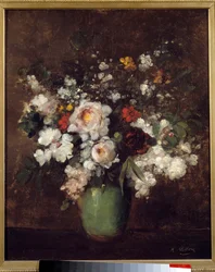 Vase med blomster Maleri av Antoine Vollon (1833-1900) Lille Museum of Fine Arts fra 1800-tallet