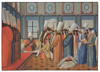 Presentasjonen av grev de Vergennes, Louis XVs ambassadør, til Reis Effendi, storvesir til den osmanske sultanen "Uthman III 31. mai 1755