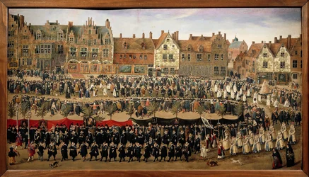 Prosesjon av jomfruene fra Sablon i Brussel, ca. 1635–40 (olje på kryssfiner)