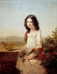 Portrett av Lise Aubin de Fougerais Maleri av Hortense Haudebourg Lescot (1784-1845) 1817 Søn. 0,4x0,32m.