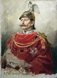 Guillaume II Portrett av den tyske keiseren Wilhelm II (1859-1941), konge av Preussen par Werner, Anton von (1843-1915). Olje på papp, størrelse: 32x22,5