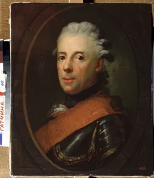 ""Portrett av prins Henrik av Preussen (1726-1802), bror til Frederik den store"" Maleri av Anton Graff (1736-1813) 1760-1770 Statens friluftsmuseum Palace Gatchina, St. Petersburg