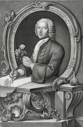 Portrett av Georg Dionysius Ehret (1710-70) gravert av Johann Jakob Haid (1704-67)