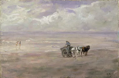 På stranden (olje på tre)