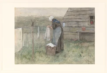 Kvinne ved en klessnor