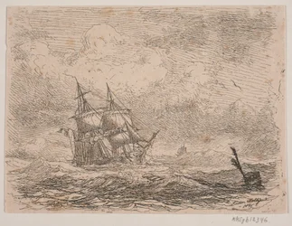 En brigg i grov sjø