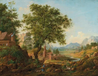 Kinesisk landskap med staffage, 1830-1840-årene.