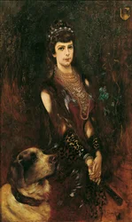 Portrett av Elisabeth av Bayern med Saint Bernard Dog, 1883.