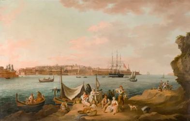 Harbour Scene, Malta (olje på kort)