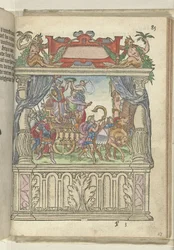 Allegorisk scene på scenen ved enden av Steenweg, 1578
