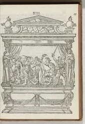 Andre dekorerte stillas med scene: prinsen jager bort krig og splid, 1577