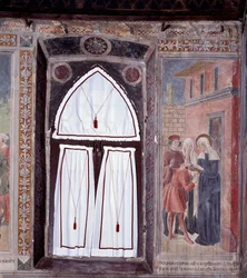 Livet til St. Francesca Romana : En pukkelrygg blir helbredet av helgenen (Fresco