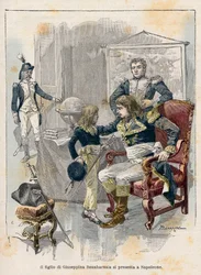 den unge Eugène de Beauharnais (1781–1824), Josephines sønn foran Napoleon