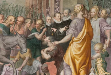Apse, Antonio Campi, Jesu inngang til Jerusalem 1582-84, detalj