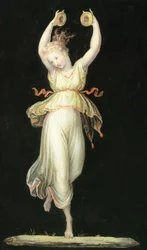 Kvinne som spiller kastanjetter av Antonio Canova (1757-1822), tempera