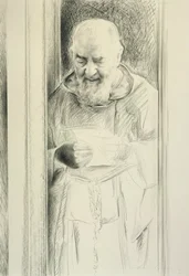 Padre Pio Reading, 1988-89 (kull på papir)