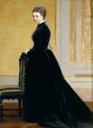 Sketch for Portrait of Lady av Antonio Ciseri (1821-1891), olje på lerret, 31x23 cm