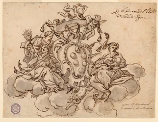 Design for et tak (?) maleri med våpenskjoldet til kardinal Francesco Maria de